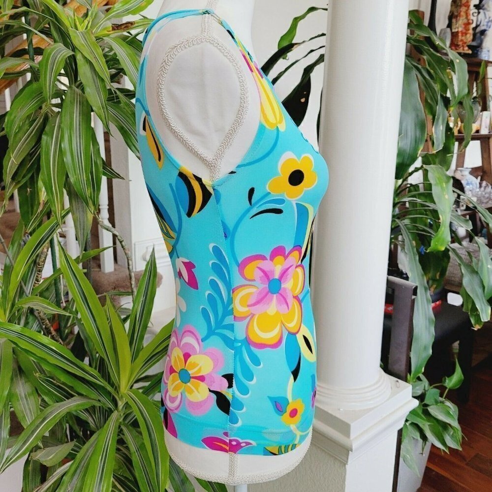Vintage My Paris Retro Floral Tank Top France Med - Picture 3 of 11